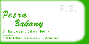 petra bakony business card